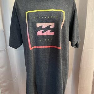 Billabong Men's T Shirt Size Large Surf Beach Graphic Logo Short Sleeve Gray Y2K